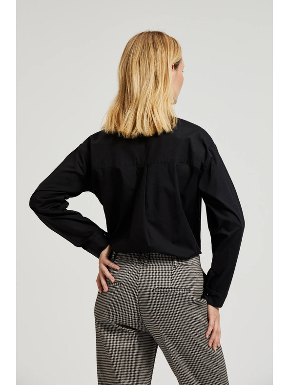 Moodo Glatka crna košulja s dugim rukavom Moodo