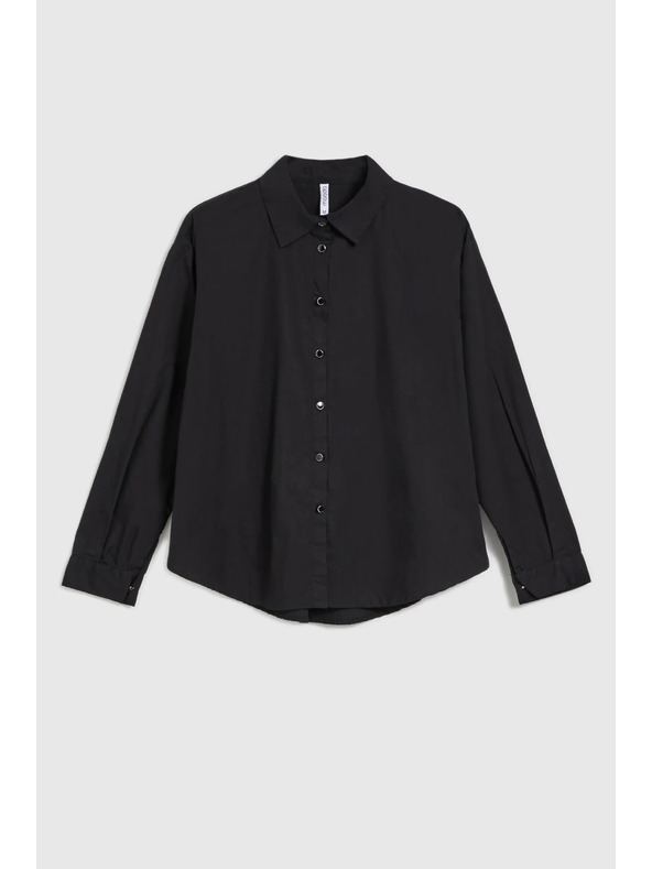 Moodo Glatka crna košulja s dugim rukavom Moodo