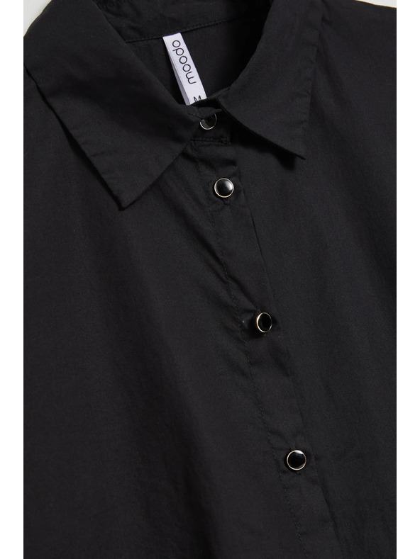 Moodo Glatka crna košulja s dugim rukavom Moodo