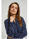 Moodo Tamno plava prugasta košulja s džepovima Moodo