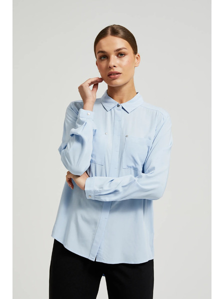 Moodo Svjetloplava viskozna košulja s džepovima Moodo