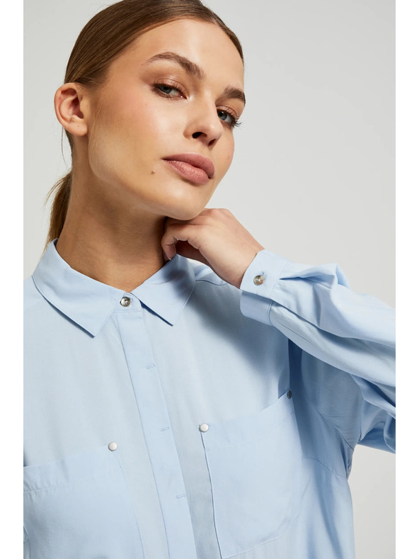 Moodo Svjetloplava viskozna košulja s džepovima Moodo