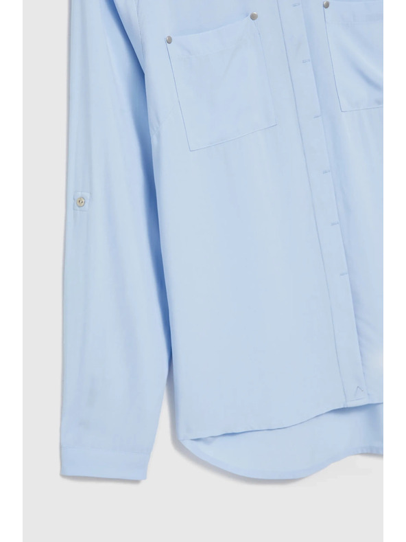 Moodo Svjetloplava viskozna košulja s džepovima Moodo