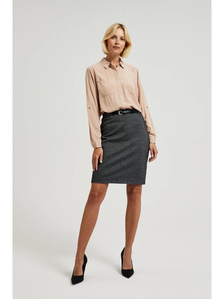 Moodo Bež viskozna košulja s džepovima Moodo