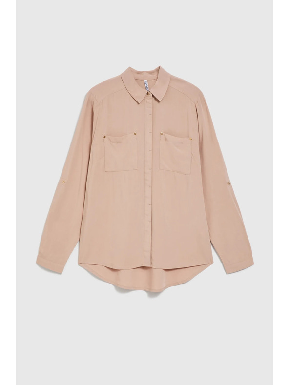 Moodo Bež viskozna košulja s džepovima Moodo