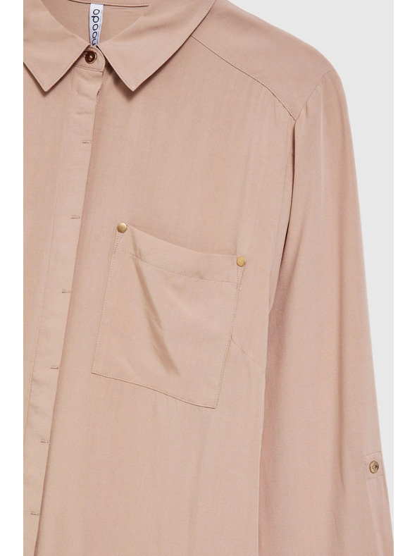 Moodo Bež viskozna košulja s džepovima Moodo