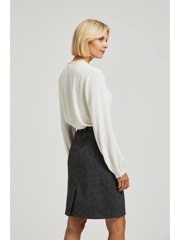 Moodo Bijela bluza s vezivanjem na izrezu i napuhnutim rukavima Moodo