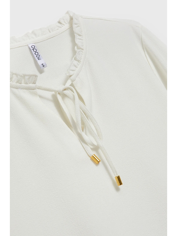 Moodo Bijela bluza s vezivanjem na izrezu i napuhnutim rukavima Moodo
