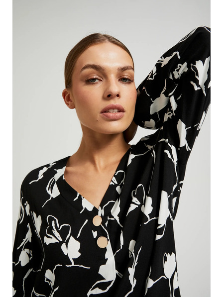 Moodo Crna košulja s cvjetnim printom Moodo