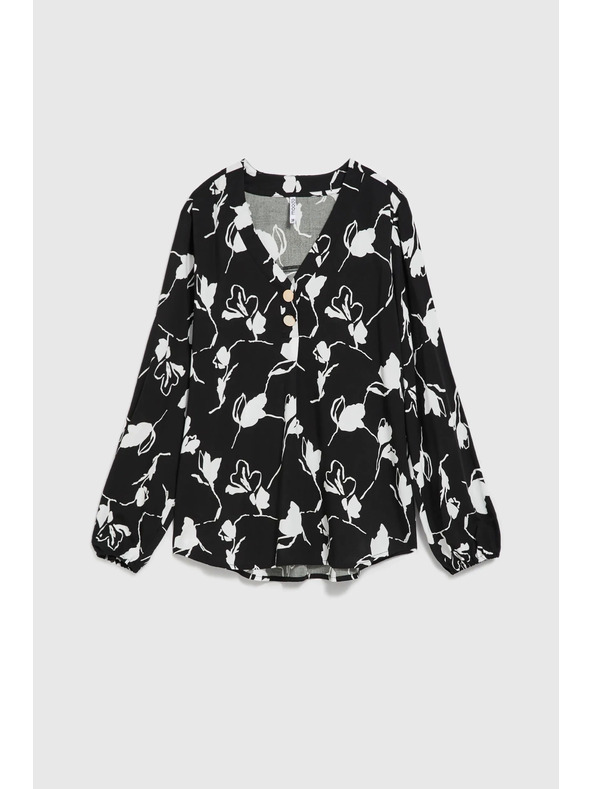 Moodo Crna košulja s cvjetnim printom Moodo
