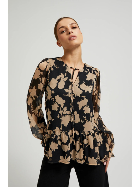 Moodo Crna košulja s bež uzorkom Moodo