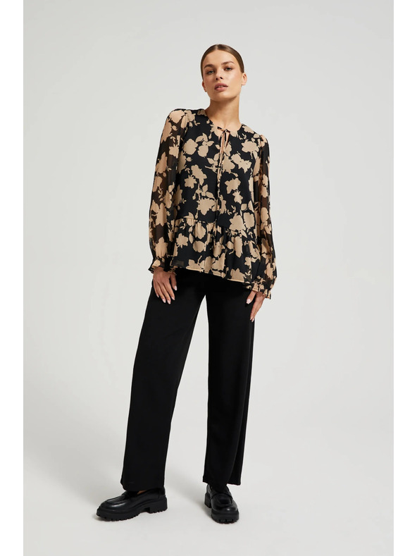 Moodo Crna košulja s bež uzorkom Moodo