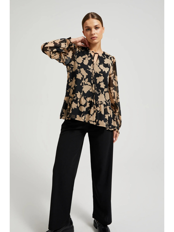 Moodo Crna košulja s bež uzorkom Moodo