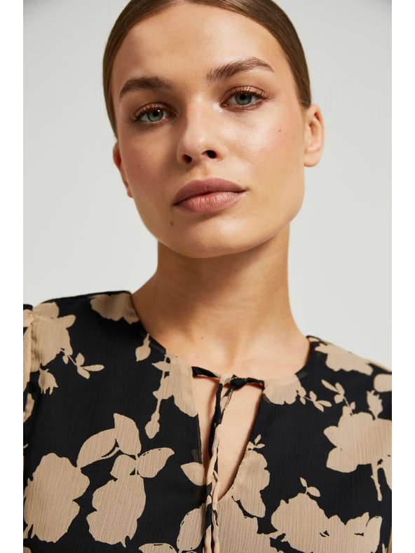 Moodo Crna košulja s bež uzorkom Moodo