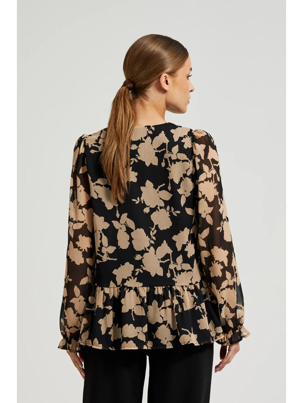 Moodo Crna košulja s bež uzorkom Moodo