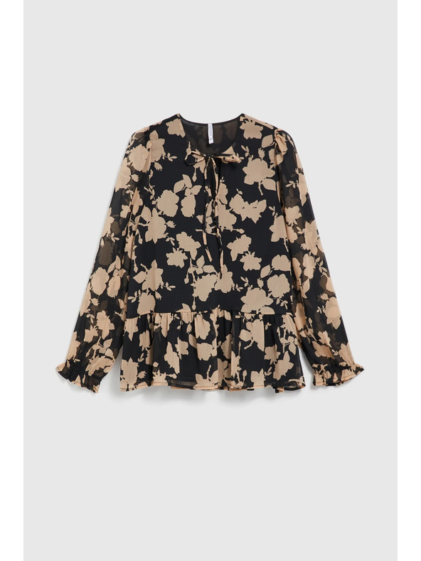 Moodo Crna košulja s bež uzorkom Moodo