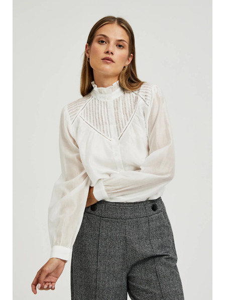 Moodo Pamučna bijela bluza s volanima Moodo