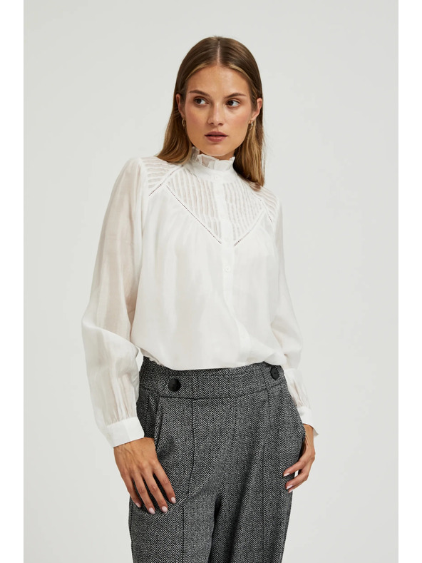 Moodo Pamučna bijela bluza s volanima Moodo