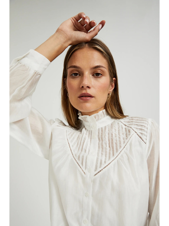 Moodo Pamučna bijela bluza s volanima Moodo