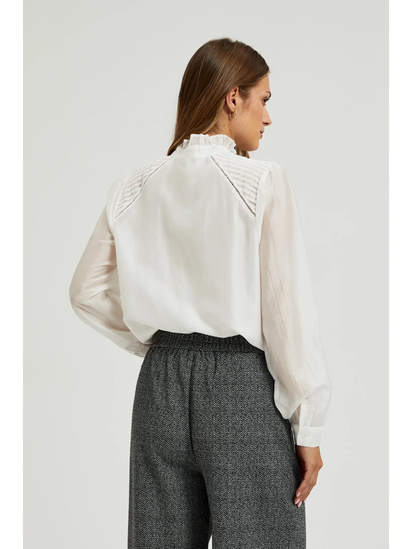 Moodo Pamučna bijela bluza s volanima Moodo