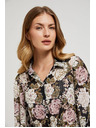 Moodo Plisirana crna košulja s cvjetnim uzorkom i balonastim rukavima Moodo