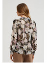 Moodo Plisirana crna košulja s cvjetnim uzorkom i balonastim rukavima Moodo