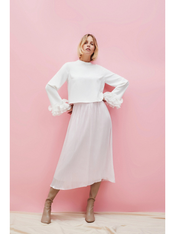 Moodo Bijela košulja s volanima na rukavima Moodo