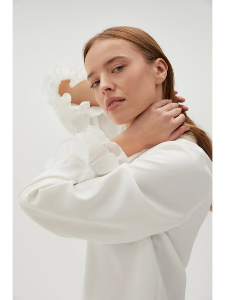 Moodo Bijela košulja s volanima na rukavima Moodo