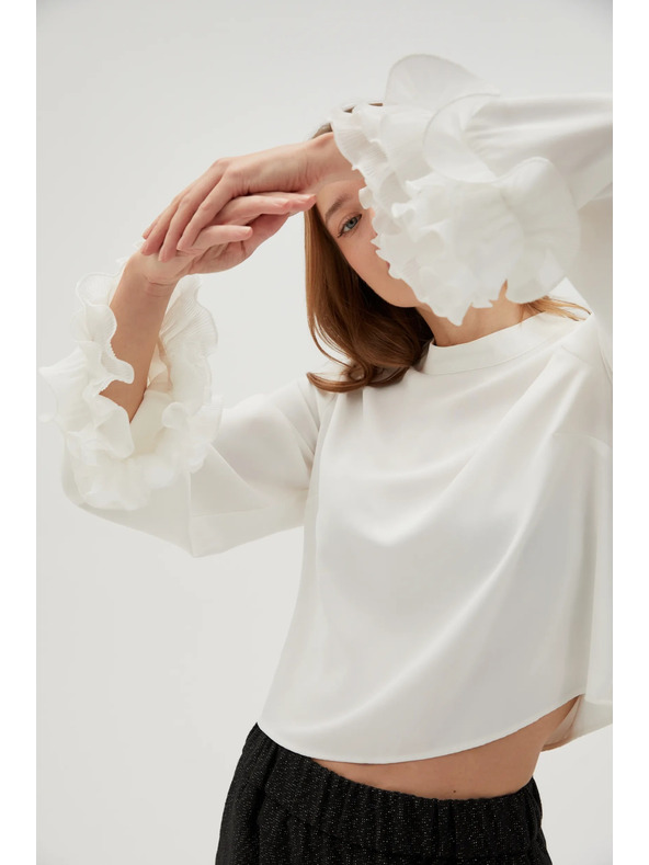 Moodo Bijela košulja s volanima na rukavima Moodo