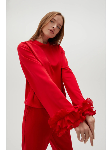 Moodo Crvena košulja s volanima na rukavima Moodo