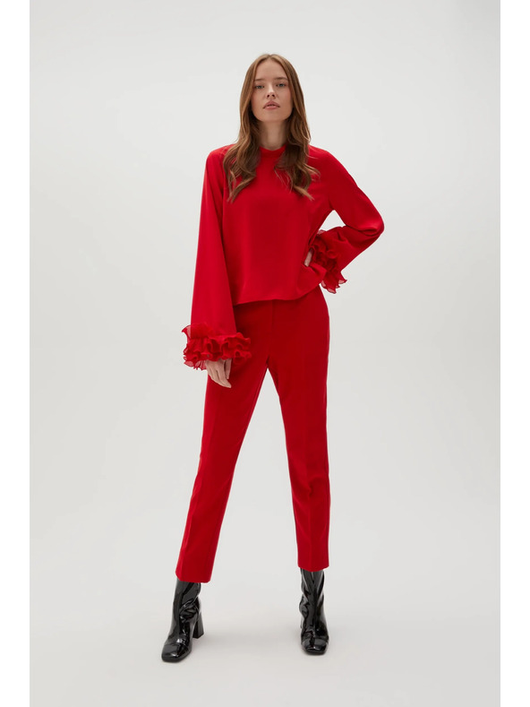 Moodo Crvena košulja s volanima na rukavima Moodo
