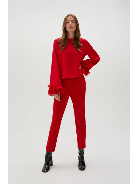 Moodo Crvena košulja s volanima na rukavima Moodo