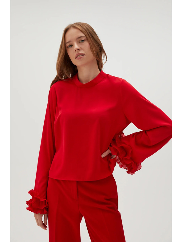 Moodo Crvena košulja s volanima na rukavima Moodo
