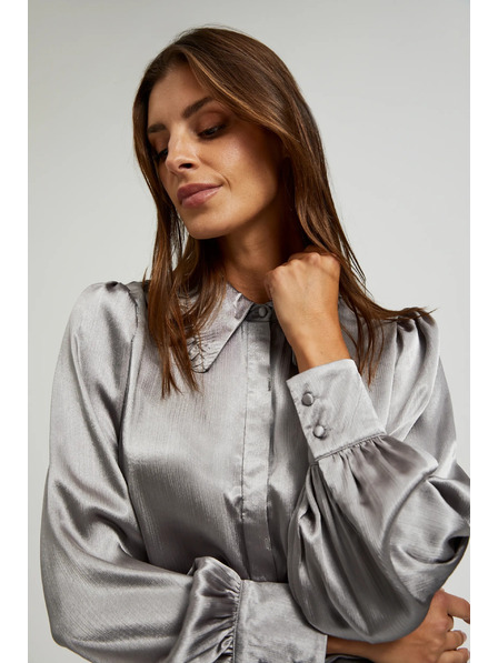 Moodo Srebrna košulja s naboranim rukavima Moodo