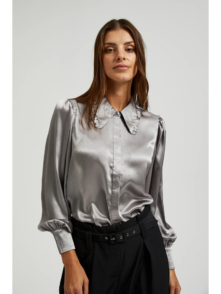 Moodo Srebrna košulja s naboranim rukavima Moodo