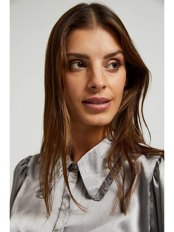 Moodo Srebrna košulja s naboranim rukavima Moodo