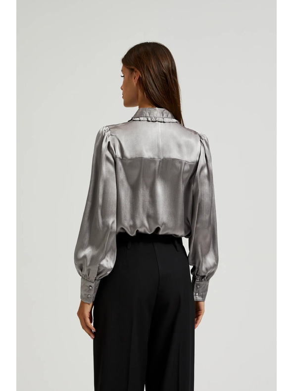 Moodo Srebrna košulja s naboranim rukavima Moodo