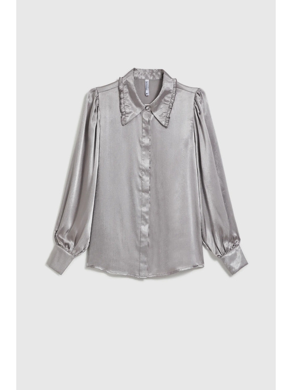 Moodo Srebrna košulja s naboranim rukavima Moodo