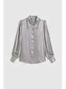 Moodo Srebrna košulja s naboranim rukavima Moodo