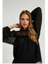 Moodo Crna košulja s dekorativnim izrezom Moodo