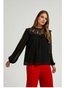 Moodo Crna košulja s dekorativnim izrezom Moodo
