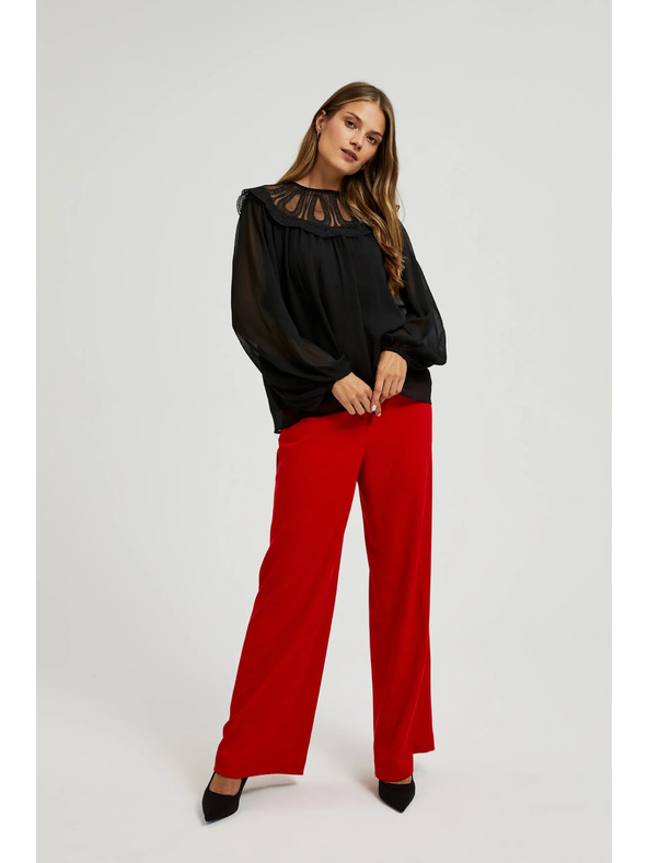 Moodo Crna košulja s dekorativnim izrezom Moodo