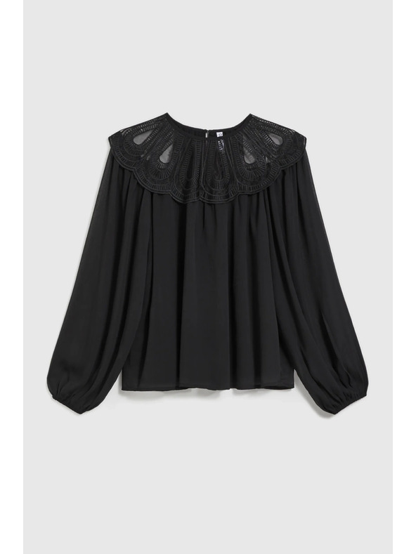 Moodo Crna košulja s dekorativnim izrezom Moodo