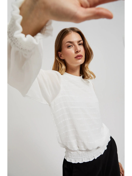 Moodo Elegantna bijela košulja s naboranim rukavima Moodo