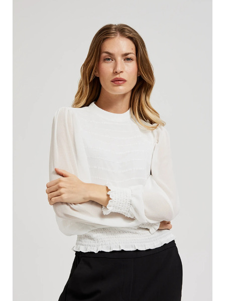 Moodo Elegantna bijela košulja s naboranim rukavima Moodo