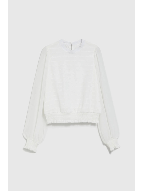 Moodo Elegantna bijela košulja s naboranim rukavima Moodo