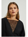 Moodo Crna bluza s ručno prišivenim perlicama na izrezu Moodo
