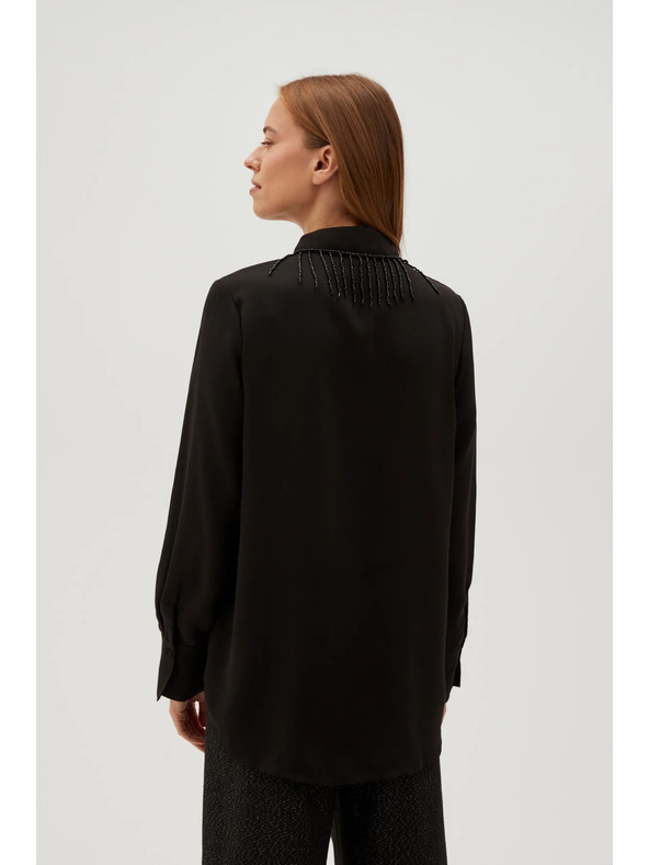 Moodo Crna bluza s ručno prišivenim perlicama Moodo