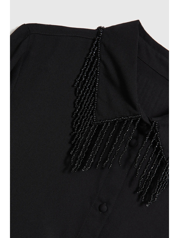 Moodo Crna bluza s ručno prišivenim perlicama Moodo