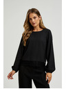 Moodo Crna košulja s čipkom i napuhnutim rukavima Moodo